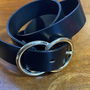 HALOGEN for NORDSTROM Black Leather TROUSER FIT Belt Medium